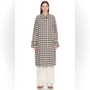 NWOT ！The Row Tavishina checked silk-blend coat